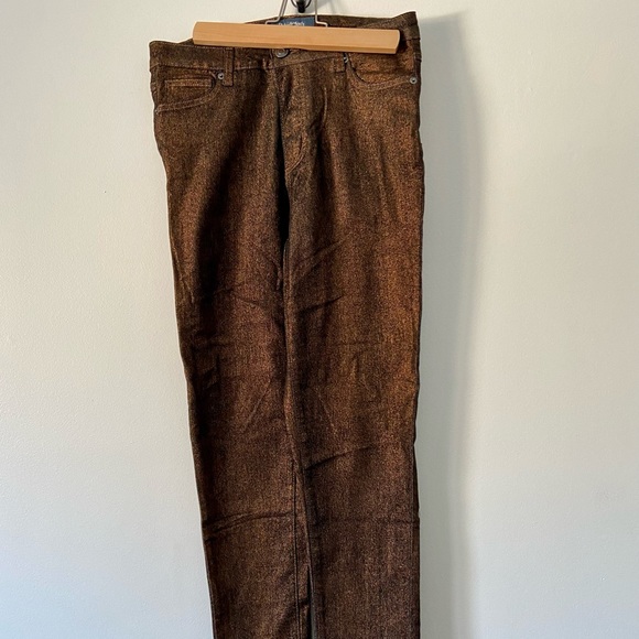 NWT ModCloth Metal Dipped and Dapper Copper Metallic Brown Jeans - Picture 10 of 11